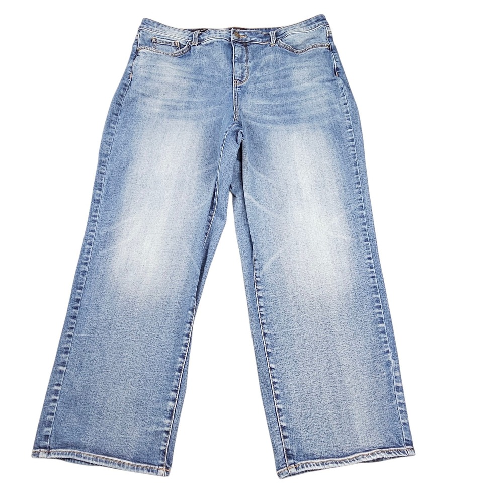 NYDJ Jemma Barrel Sz 16 Jeans Barcelona Breeze Blue Wide Leg High Rise READ